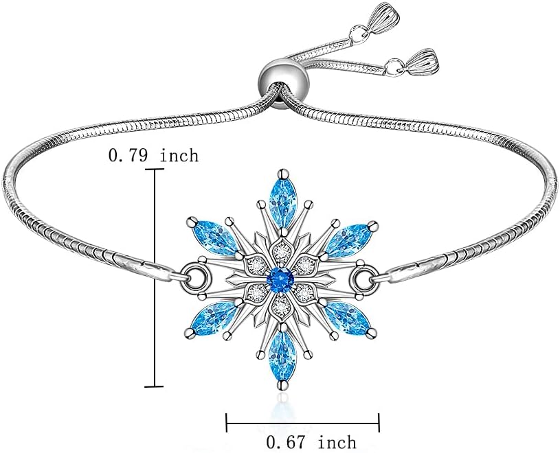 Snowflake Bracelet Christmas Bracelet for Women Blue Snowflake Bracelets Sterling Silver Chain Winter Freeze Snowflakes X-Mas Gifts - Image 7
