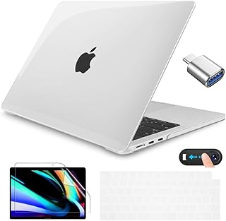 CISSOOK MacBook Pro 14 インチ ケース クリア 透明 光沢 2025-2021年 M1-M5 Clear シェルカバー おしゃれ 薄型 日本語 JIS配列 キーボードカバー + 画面フィルム 付き