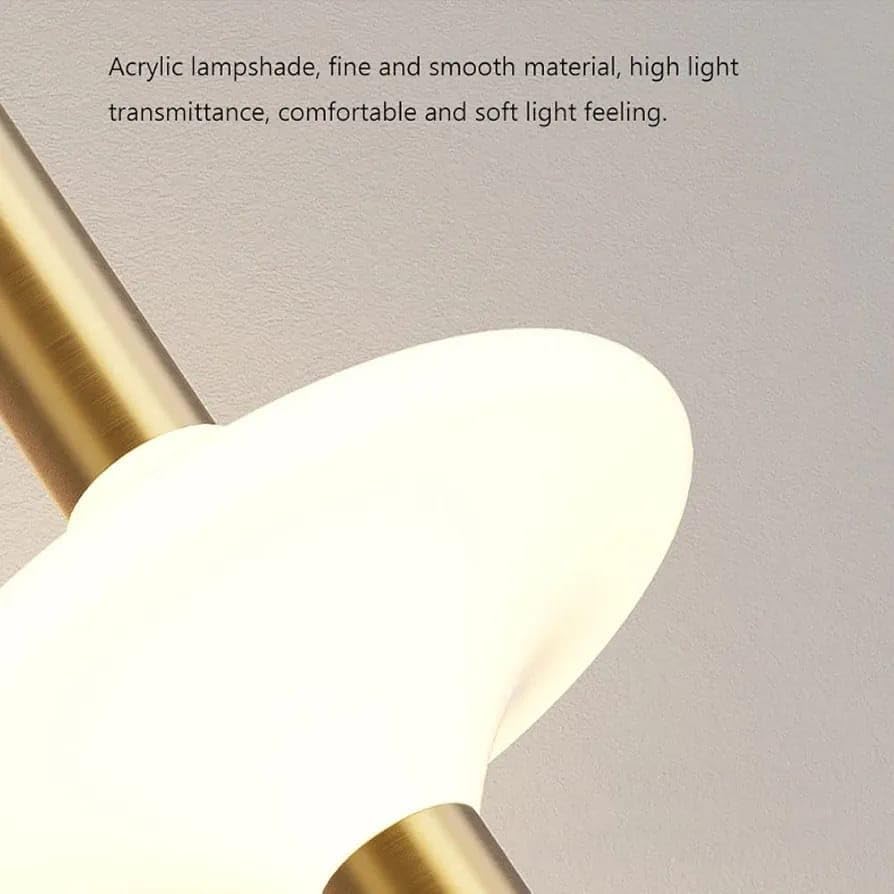 Image of Modern Gold Pendant Light with 3-Color LED | Adjustable Hanging Light for Bedroom & Living Room | Ceiling Hanging Lamp for Bedside, Home Decoration & Office