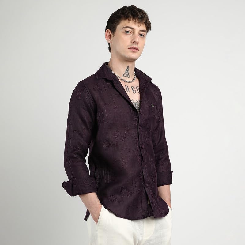 Image of CAHOOT Men'sTartan Plaid Shirt for Casual Wear | Spread Collar | Long Sleeve | Button Closure | Shirt Crafted with Comfort Fit for Everyday Wear