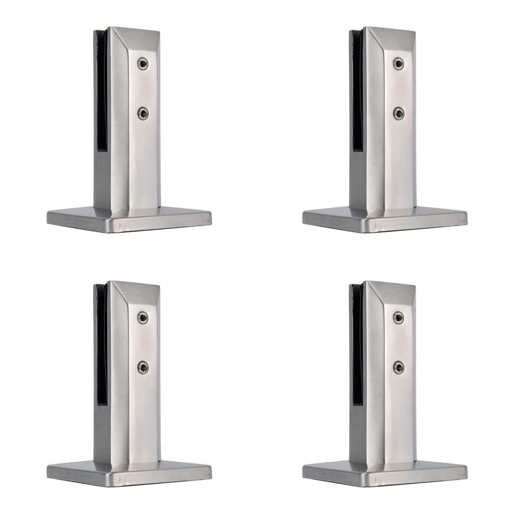 Estante de Vidrio 4 Uds abrazaderas de vidrio 304 soporte de vidrio de acero inoxidable Clips de vidrio ajustables rectangulares para barandillas de piscina abrazadera de estante de vidrio confiable