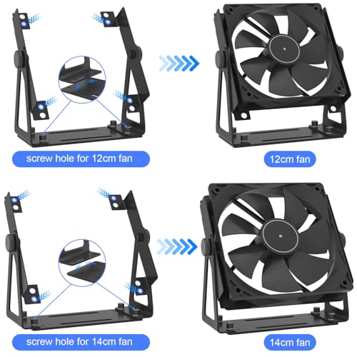 Image of Multi-Purpose Desk Fan Stand Mount, Black | For 120mm PC Computer Fans, For 140mm PC Computer Fans