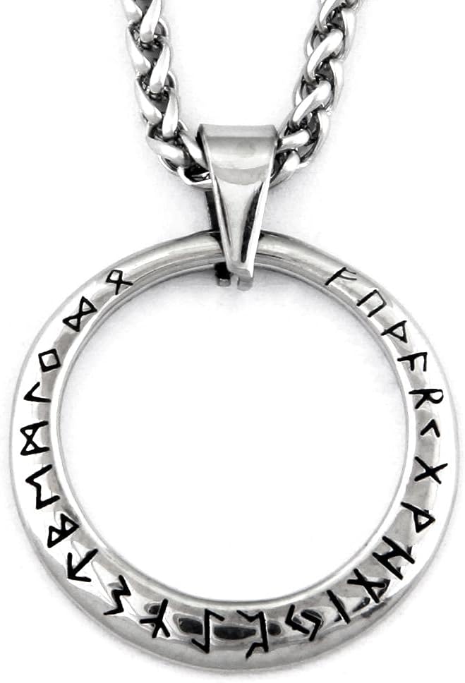 BAVIPOWERViking Runes Circle Necklace Pendant Mystery Vintage Protection Amulet Accessory