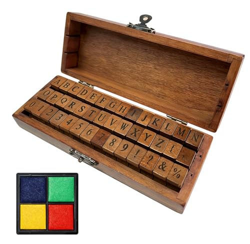 42 Pcs Premium Letter Stamps, Wooden Alphabet Rubber Stamps Set with Numbers and Symbols, Perfect for DIY Crafting, Scrapbooking Supplies, Card Making, Creative Projects, and Personalized Gift Ideas