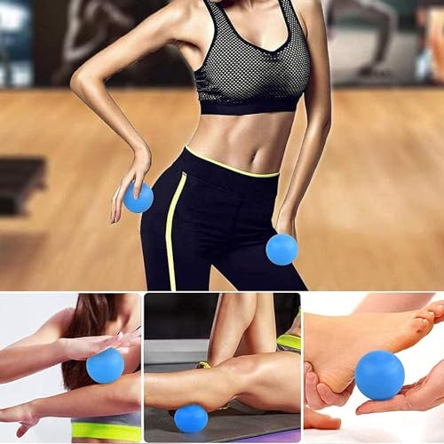 Image of WOVTE 2 Pack Massage Lacrosse Balls for Sore Muscles, Shoulders, Neck, Back, Foot, Body, Deep Tissue, Myofascial Release, Trigger Point Therapy, Muscle Knots and Yoga Therapy (Blue)