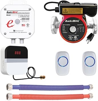AutoHot DR099A-USC Hot Water Recirculating Pump System Residential Circulation Controller with Under Sink Crossover Kit | Optional Wired & Wireless Activation