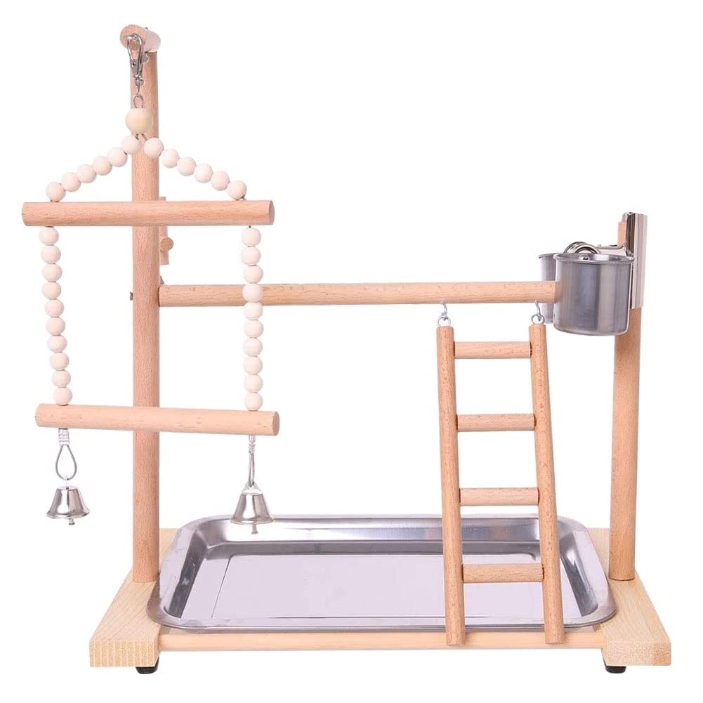 B3F7M4R9J2 Bird perch Bird Perch Stand Parrot Platform Playground Playstand Ladder Interactive Toys With Feeder Cups