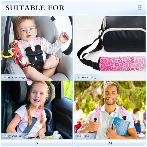 Image of 2 Pack Seatbelt Covers Seat Belt Cover Pad for Adults Boys Girls Car Seat Strap Covers Pads Cushion Universal Shoulder Strap Pad Protector for Backpack Camera Bag 6.5 Inch Gradient Pink Leopard Print