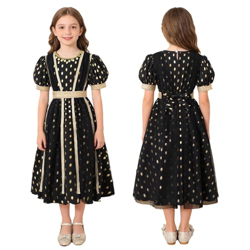 Robe de cérémonie enfant fille vêtement de style rétro à pois