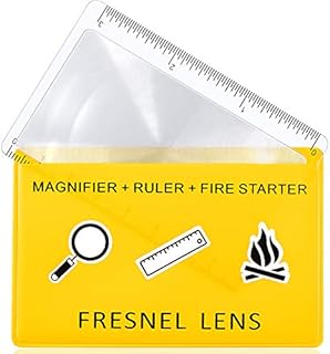 20 Pieces Fresnel Lens Credit Card Pocket Plastic Magnifier Emergency Solar Fire Starter Ruler Compact Survival Bushcraft Classroom Outdoor Hobbies