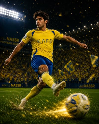 Image of Football Jersey Set for Men (1 Jersey & 1 Shorts) - Yellow /Blue