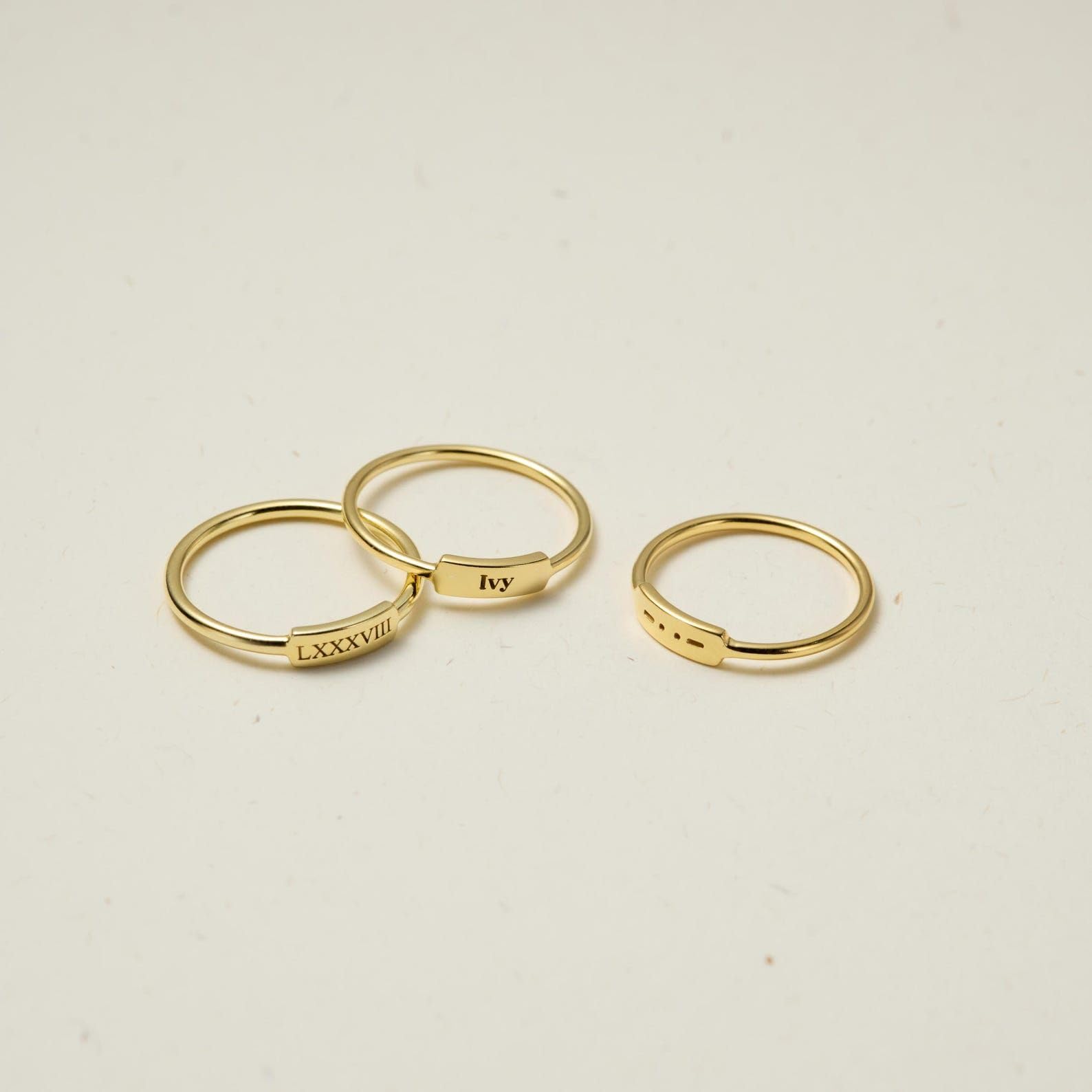Anillo inicial personalizado plata de ley 925 Código de Morse personalizado Anillo Joyería número romano Grabado Promesa Amistad Nombre Día de la Madre hechos a mano