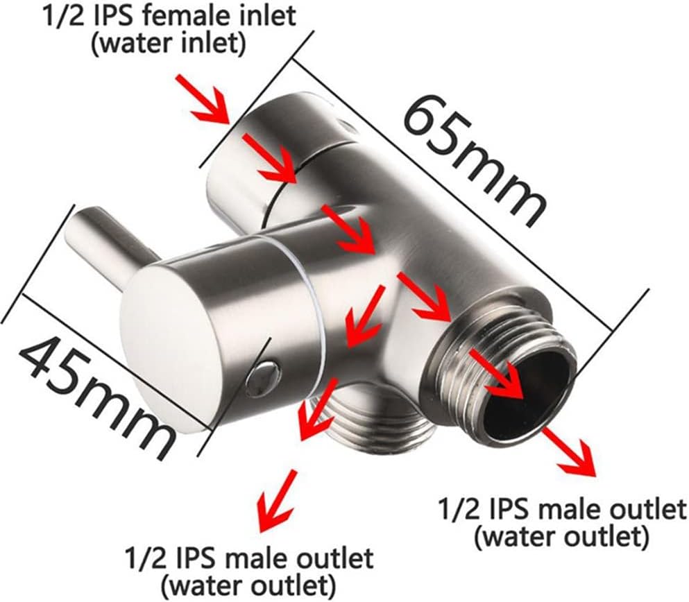 FMURY 3 Way Brass Shower Arm Adapter G1/2’’ Diverter Valve For Handheld and Fixed
