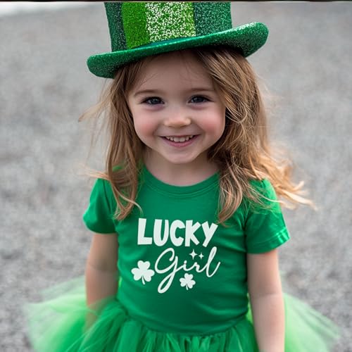 Image of Toddler Girl St Patrick's Day Shirts Cute Lucky Tshirts Cotton Short Sleeve Tees 2-10 Years