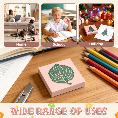 Image of 6 Pack 2 inchx2 inch Pale Pink Rubber Stamp Carving Blocks - Soft Linoleum Material for DIY Craft Projects & Handmade Stamps