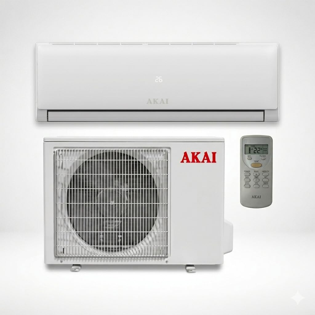 AKAI Climatizzatore Inverter MISTRAL 9000 BTU, Wi-Fi, Classe A++, Bianco, con Telecomando, Timer 24h