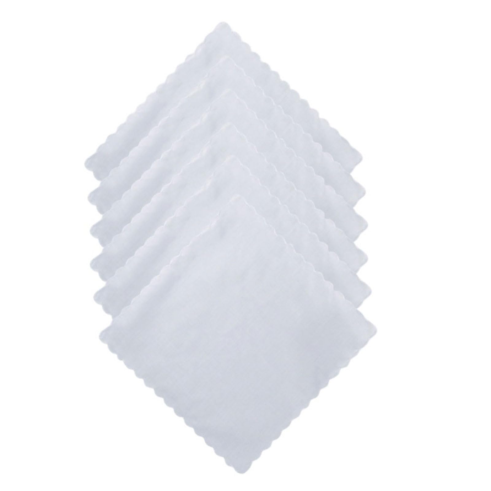 Kalttoy 6Pcs White Cotton Handkerchiefs Embroidered Edges Soft Absorbent for Sensitive Skin and Travel Breathable Cotton Hand Towel