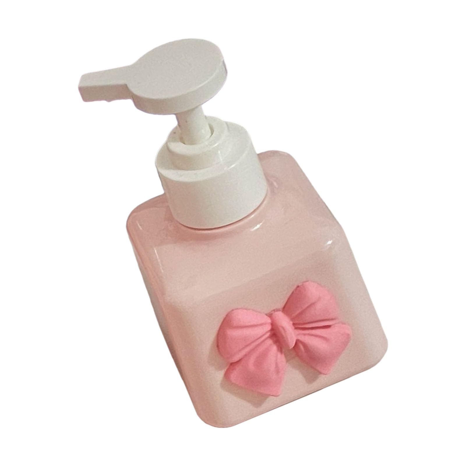 Maxtonser Pink Bowknot Design Liquid Soap Dispenser Bottle For Bathroom Countertop Organization Travel Essential Soap Container