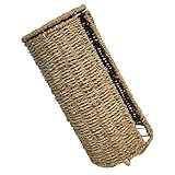 Veemoon Cesta Redonda para Papel Higiénico con Tapa Cesta Organizadora de Paja Natural Tejida a Mano Almacenamiento para Baño y Tocador Artículos de Tocador Organizador Práctico y Ligero