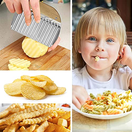 Image of Trifecta Potato Slicing Knife, Wavy Blade Knife, Wave French Fries Slicer, Stainless Steel French Fries Cutter Kitchen Tools for Vegetable