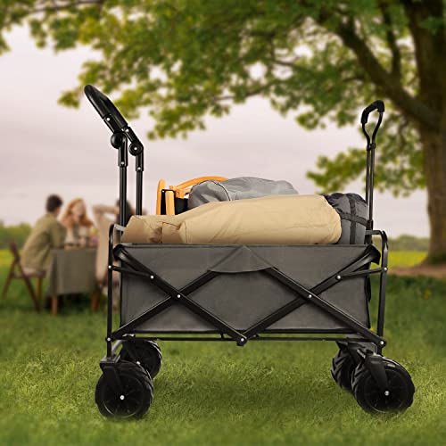 Patio Watcher Collapsible Folding Utility Push Pull Wagon Cart Outdoor Garden Wagon Beach Cart Camping Shopping Sports Portable Wagon With All Terrain Wheels Large Capacity Heavy Duty, Gray #TOP7