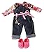 Götz 3402191 Kombination Denim Latzhose Charming - Set Puppenbekleidung Gr. XL - 6-teiliges Bekleidungs- und Zubehörset für Stehpuppen von 45 - 50 cm