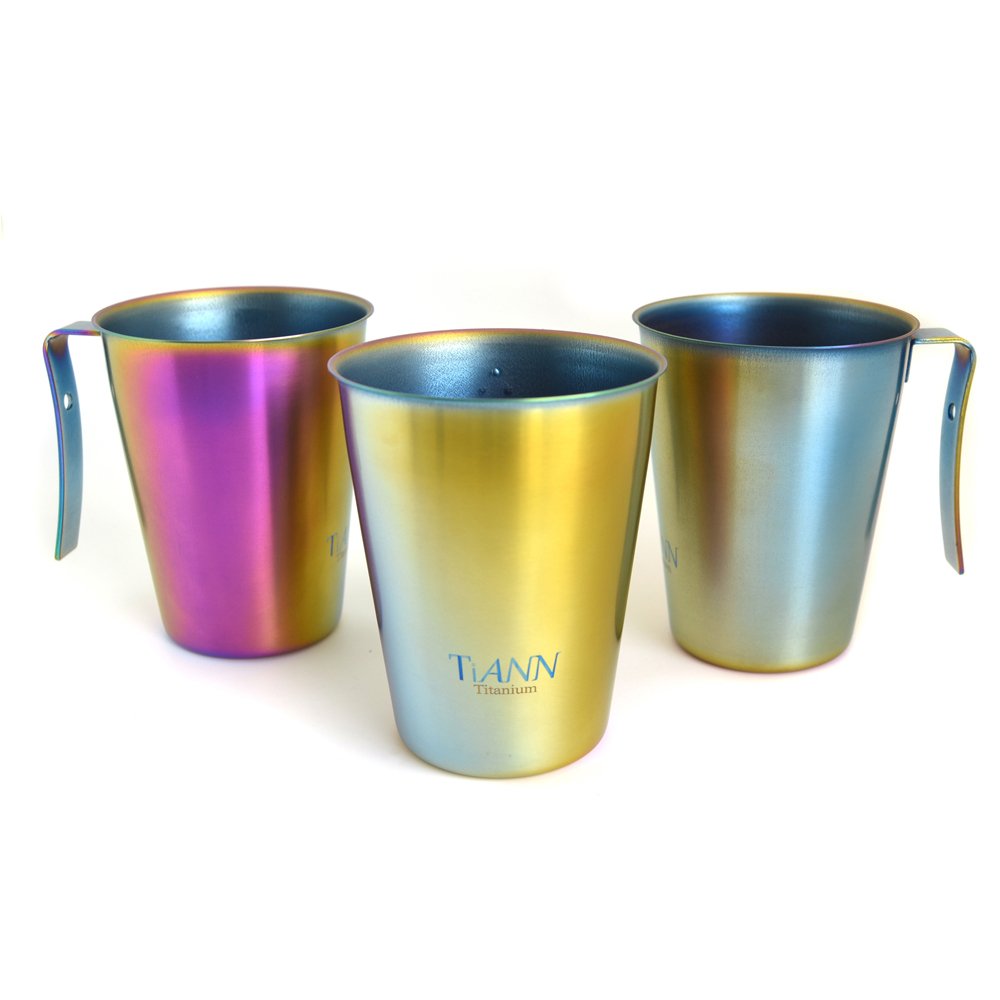 TiANN Titanium Beer Mug - 450 ml Reflective Multicolor, 99.5% Pure Titanium Reusable for Kitchen Sports Outdoors Camping