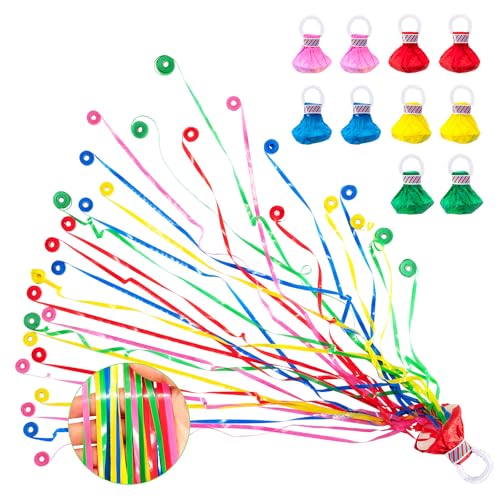Image of Confetti Poppers, 10 Pack Plastic No Mess Streamers, Party Poppers for Birthday,Wedding,Celebrations,Graduation Party (Colorful 2, 10 Pack)