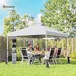 Outsunny 9.6 x 9.6 'Pop-up Canopy Tent with Storage Pockets, UPF 50+, Easy Push Button Installation, Instant Portable Shelter with Sandbags, Roller Carrying Bag, White