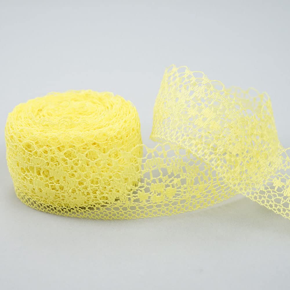 Wstążka koronkowa, ozdobna koronkowa wstążka, koronkowe wykończenia w stylu vintage(Yellow)