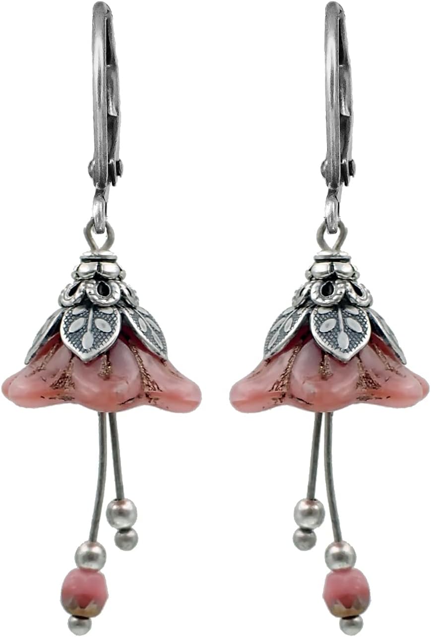 Fairy Flower Lever-back Earrings with Czech Glass