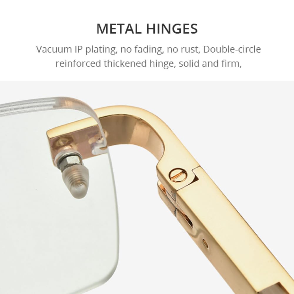 MUTYNE Brille Herren Quadratisch Luxus Diamanten Prächtige Randlose Brillengestell Damen