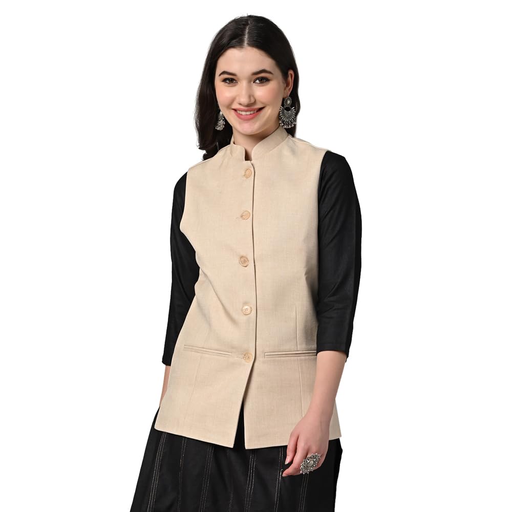 WoWomen's Cotton Blended Festive Nehru Jacket/Waistcoat (VASTRAATS1414-40)