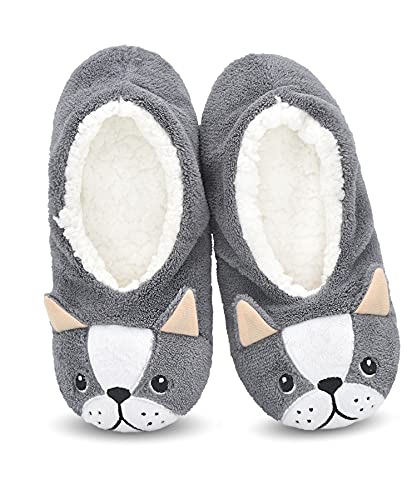 Image of DICUIRD Women's Animal Gripper Slipper Socks, Soft Sole Fuzzy Indoor House Socks