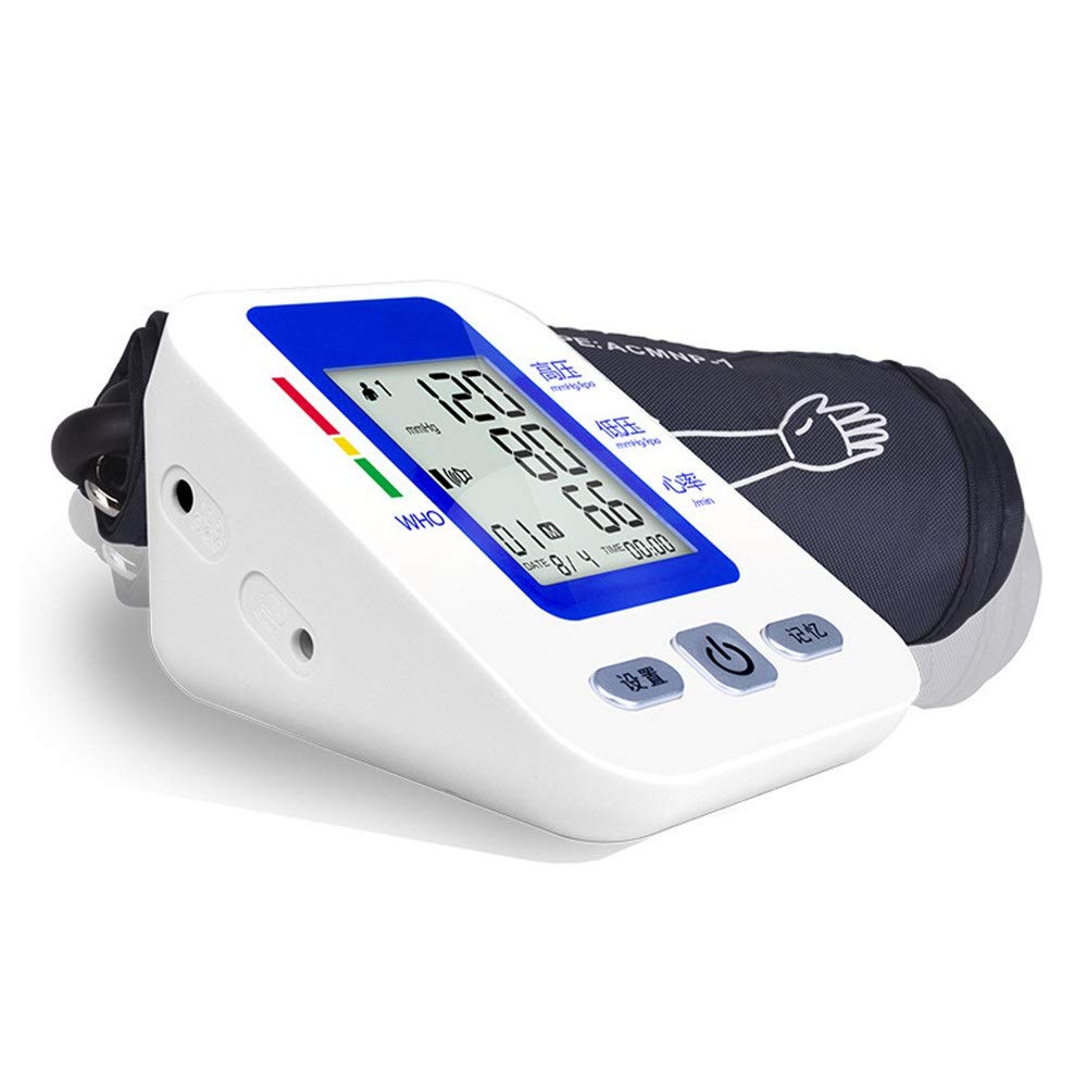 Esfigmomanómetro electrónico de Brazo medidor de presión Arterial Alta precisión automática hogar hipertensión fábrica manómetro (Color : White)