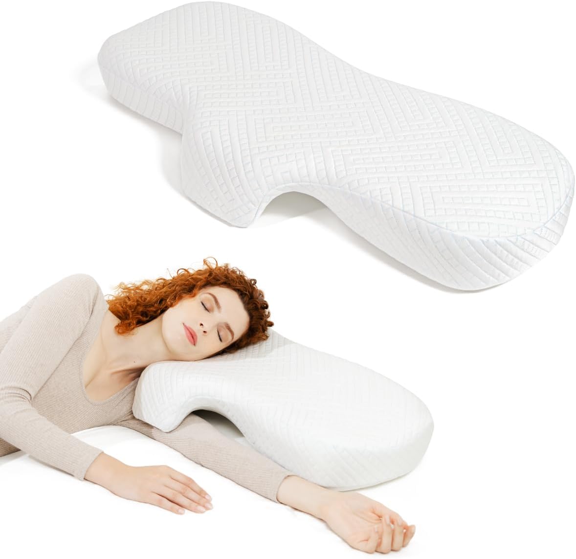 DreamArch: Doctor-Developed Cuddle Pillow with Arm Hole for Individual, Couple, or Parent-Child Side Sleepers | Pressure Relief Support for Neck, Shoulder, and Side Sleeping Comfort