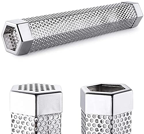Tubo Hexagonal Defumador Para Churrasco em Aço Inox 31cm
