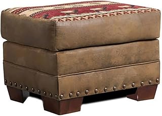 American Furniture Classics 26.5" Microfiber Sierra Lodge Ottoman in Brown