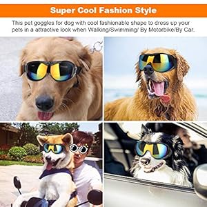Dog uv Sunglasses Dog Sunglasses Windproof UV Dog Goggles Pet Glasses Eye Wear with Adjustable Band for Medium and Large Dogs(Black)