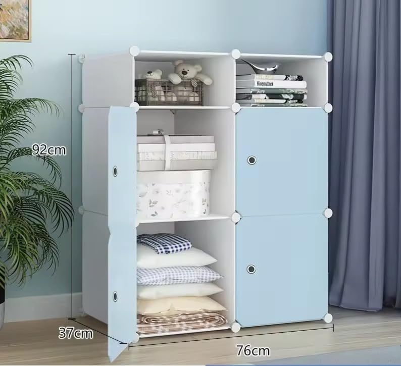 Image of Mevigo Plastic Wardrobe for Kids and Baby-Cupboard for Clothes, Almirah for Clothes, Baby Collapsible Wardrobe, Multi-Purpose Kids Storage Rack for Home Books,Toy,Living Room (Blue- HD2, 4+2- Door)