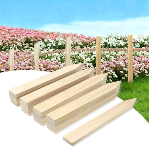 Layrslot Wooden Garden Stakes Painted Pine Wood 50 pcs 12 for Plant Support Construction Farm Fencing and Boundary Marking