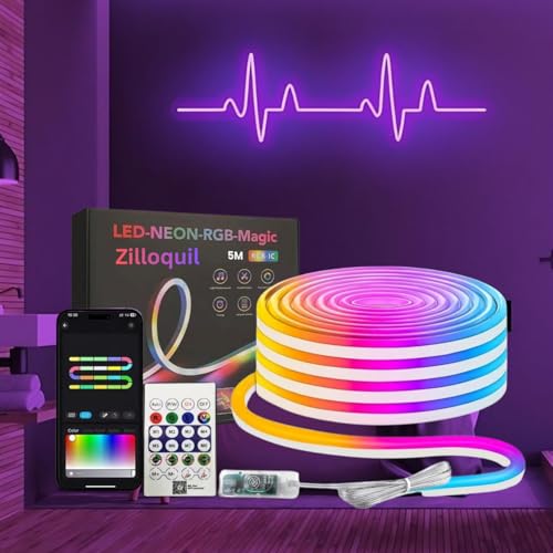 Image of 5 Meter Neon Smart Magic RGB LED Strip Light with App & Remote, USB Powered, Music Sync, DIY Rope Light for TV Background, Festivals, Gaming, Party, Room & Home Decoration (Neon Strip 5M)