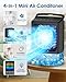 Mini Air Conditioner,Portable Air Conditioners,Evaporative Air Cooler Humidifier, 3 Speed Quiet Personal Cooling Fan, 7-Color LED Night Light, 4/8H Timer for Bedroom, Office, Camping, Car (Black)