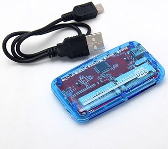 [3 Pack] eTECH Collection USB 2.0 All-in-1 Memory Card Reader/Writer - Support SD/SDHC (NOT Support SDXC) / Compact Flash/xD/Memory Stick/Memory Stick Pro Duo/xD Picture Card - Blue