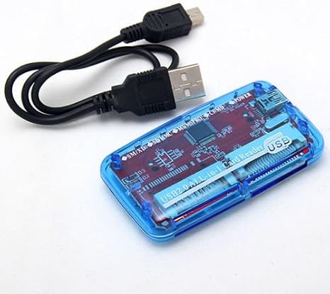 [3 Pack] eTECH Collection USB 2.0 All-in-1 Memory Card Reader/Writer - Support SD/SDHC (NOT Support SDXC) / Compact Flash/xD/Memory Stick/Memory Stick Pro Duo/xD Picture Card - Blue