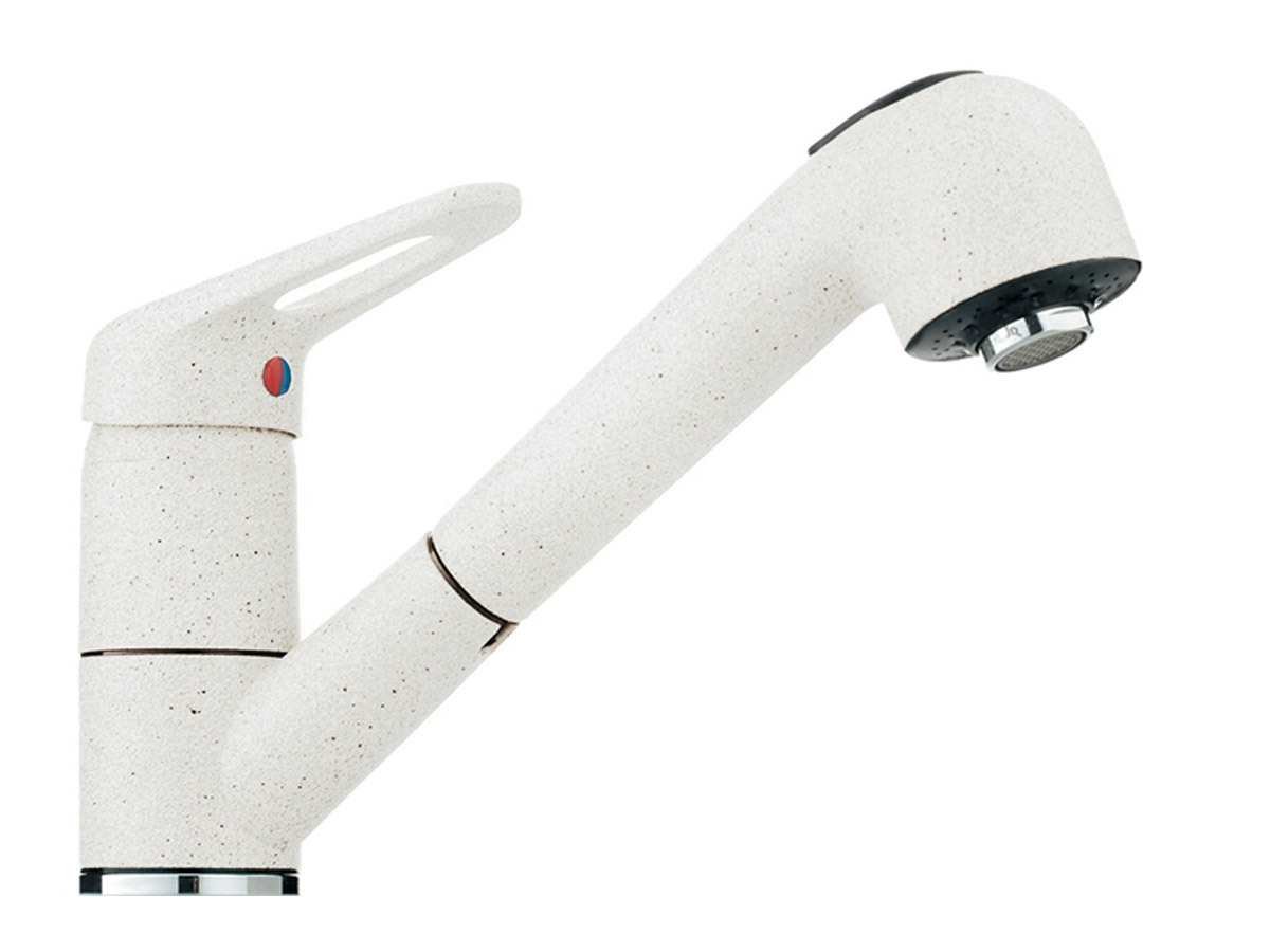 Franke 740 1150030731 - Grifo monomando para fregadero, alta presión, rociador extraíble, color blanco