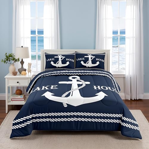 Decoración de dormitorio King premium con motivos de anclas 2