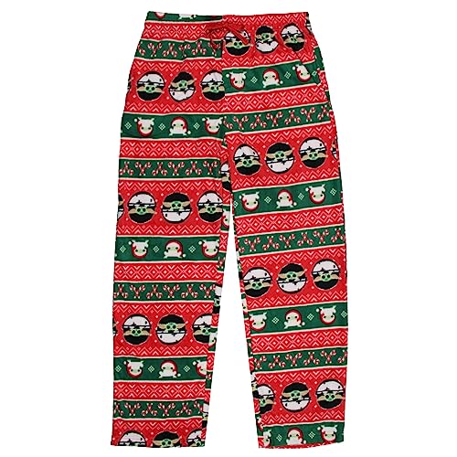 Star Wars Men's The Mandalorian Grogu Candy Canes Ugly Sweater Fleece Lounge Pajama Pants