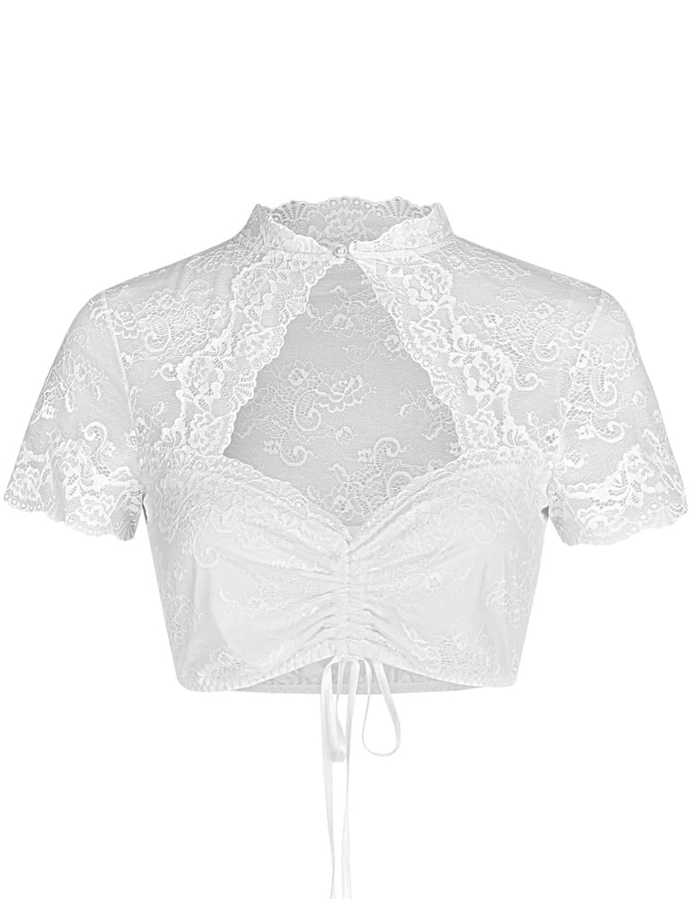 Nina von C. Spitzen Dirndlbluse Selina Stehkragen 16462892 | Weiß
