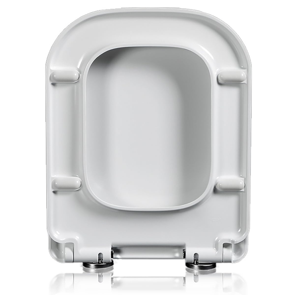 Asiento de inodoro cuadrado de cierre suave, color blanco, tapa de inodoro de baño 04E con fijación superior ajustable, bisagras de acero inoxidable, fácil montaje y limpieza (04C)